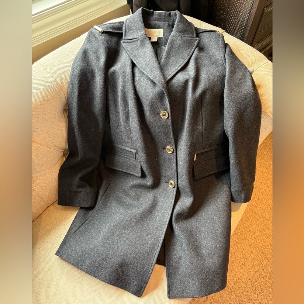Michaels Dark Gray Wool Blend Trench Coat